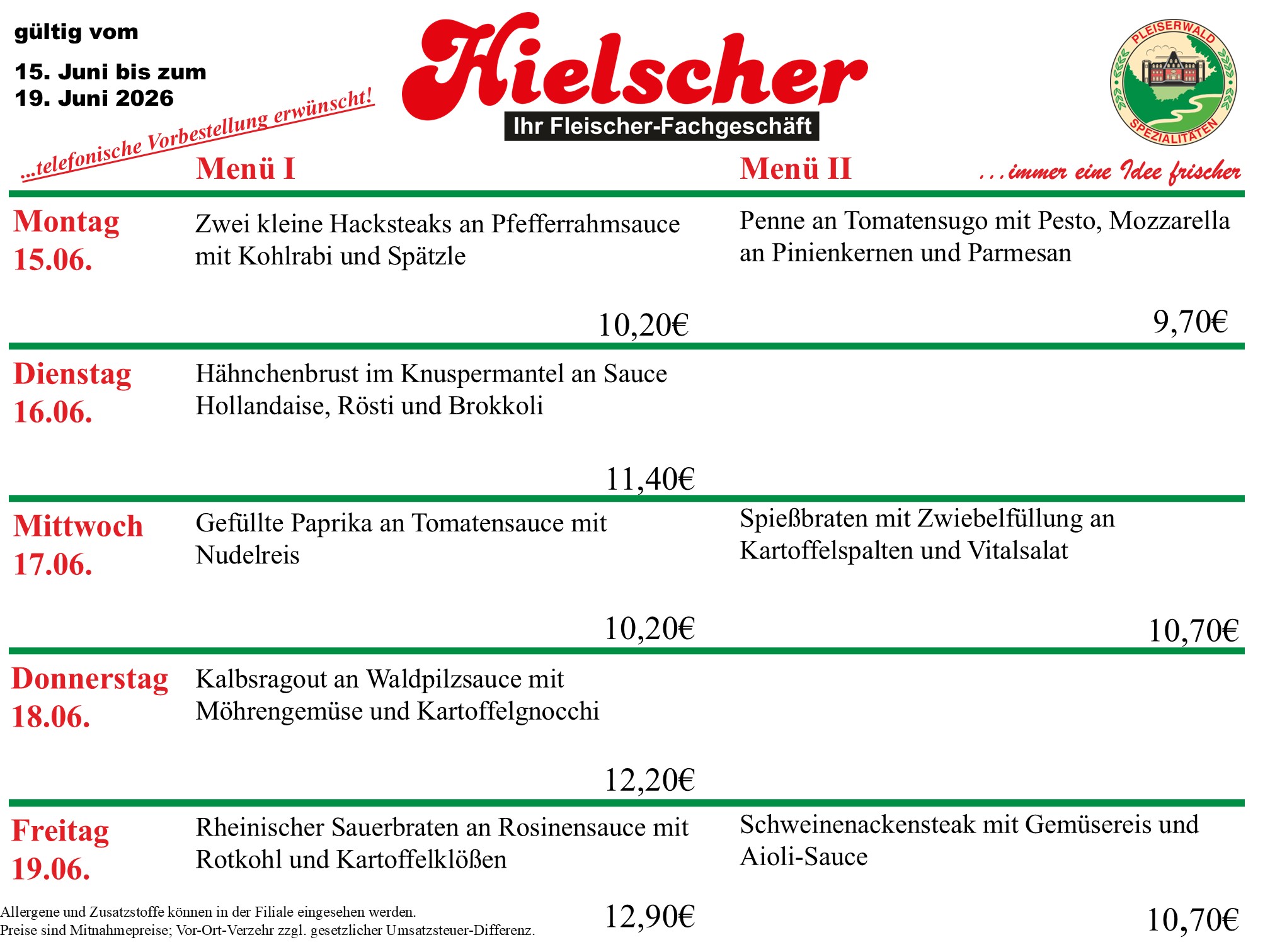 Menüplan KW 25