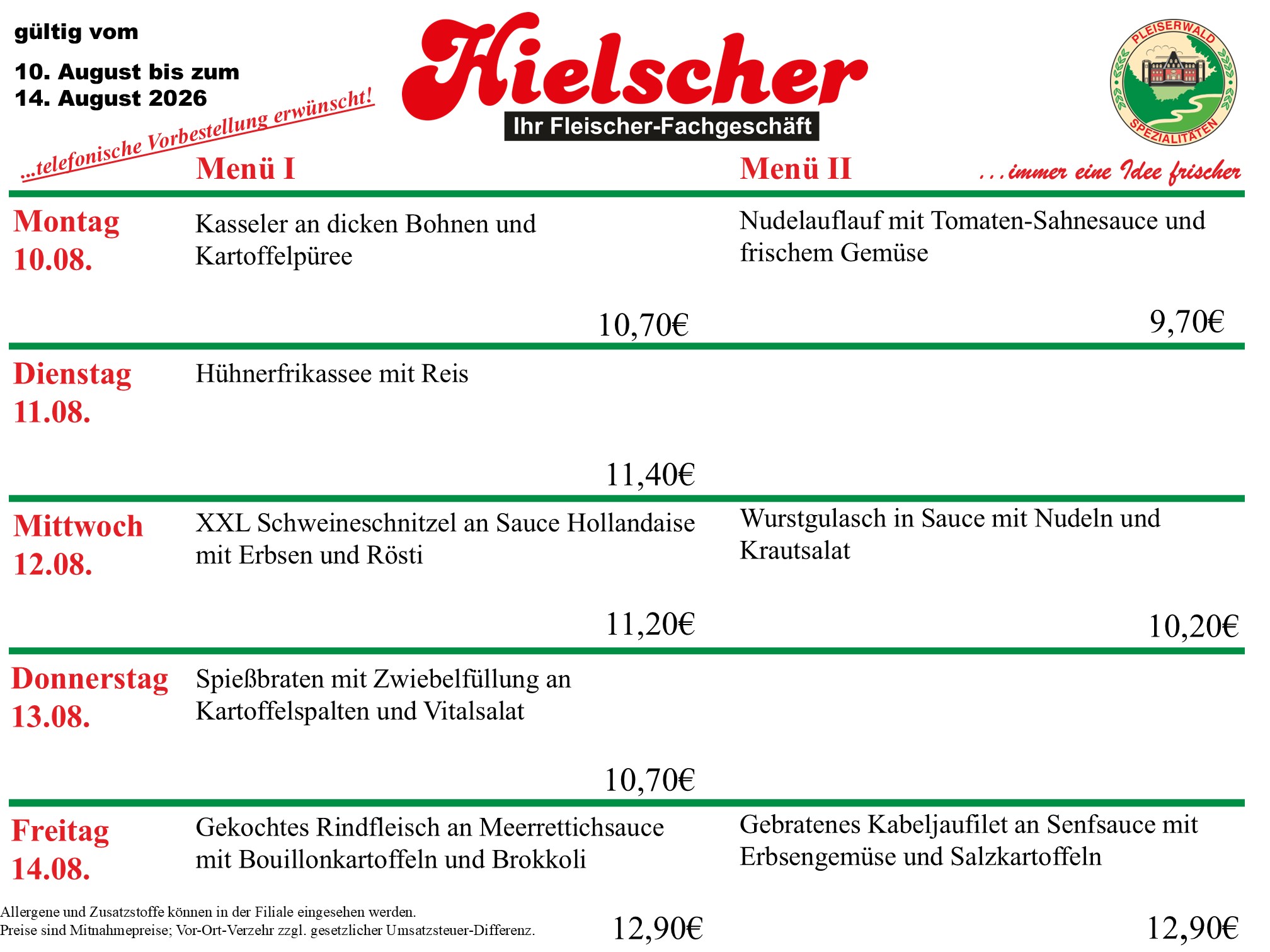 Menüplan KW 33