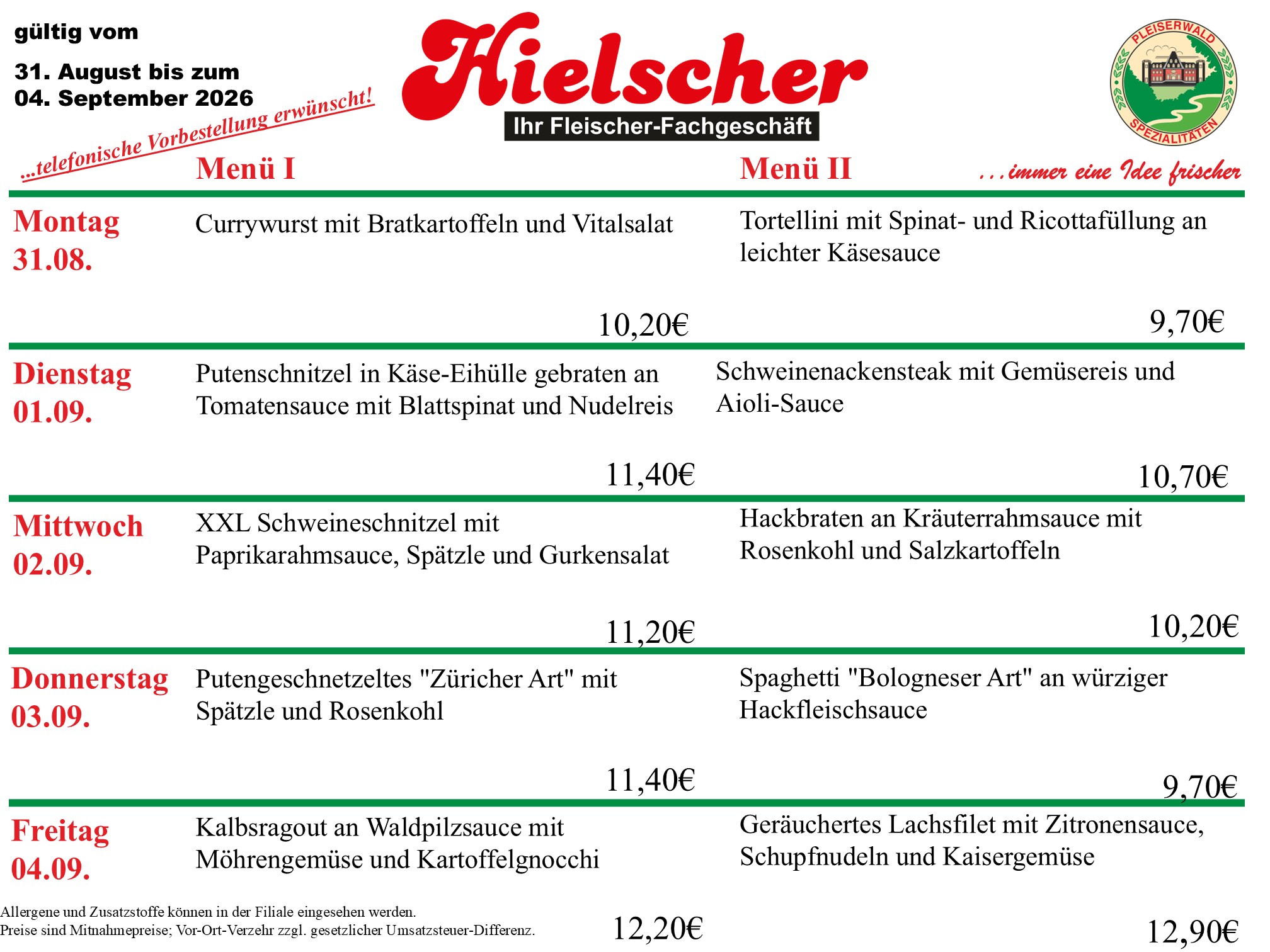 Menüplan KW 36