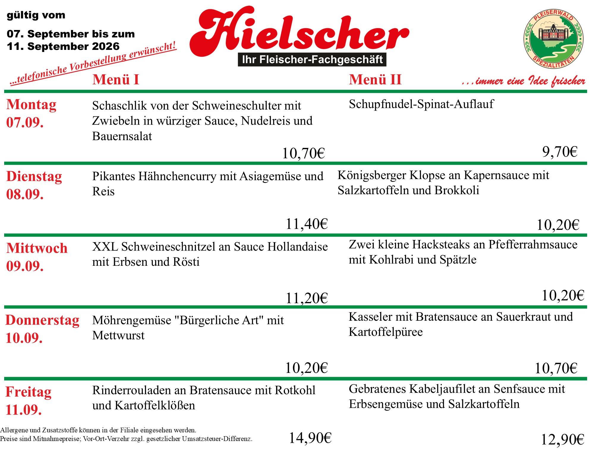 Menüplan KW 37